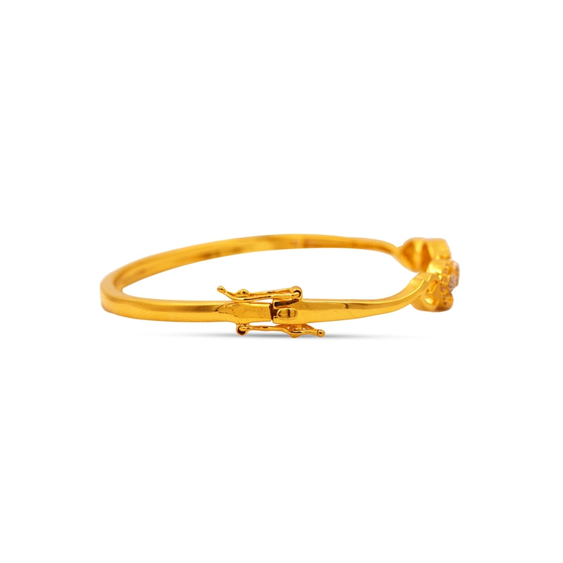 Triple Cluster 18kt Gold CZ Bangle