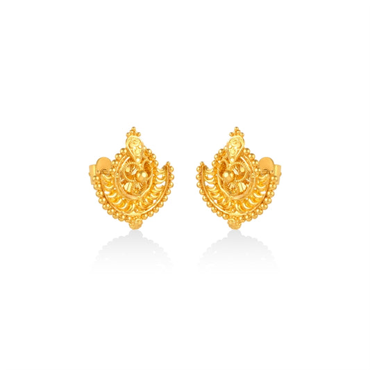 Golden Chand-Pattern Filigree Studs Earrings