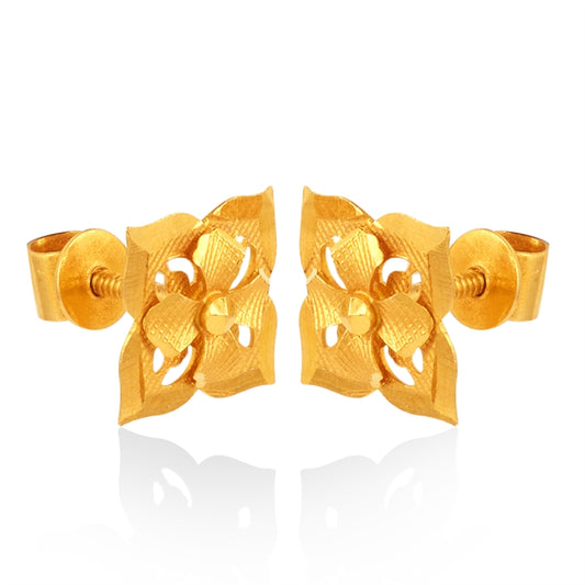 Charu Floral Tile Gold Earrings