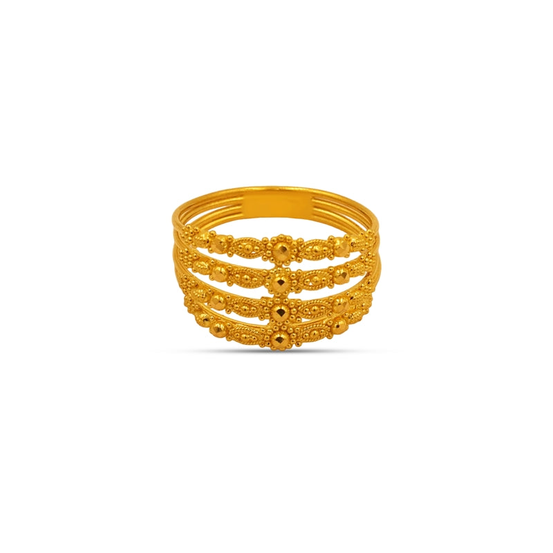 Royal Layers Gold Textured Band Ladies Ring