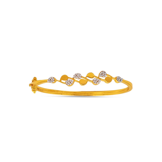 Floral Leaf 18kt Gold CZ Bangle