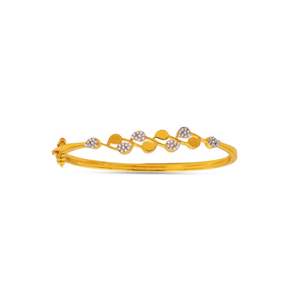 Floral Leaf 18kt Gold CZ Bangle