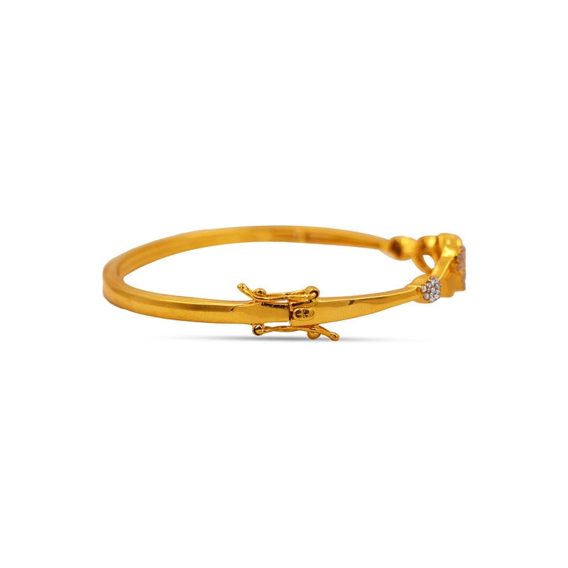 Floral Leaf 18kt Gold CZ Bangle