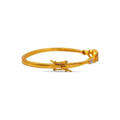 Floral Leaf 18kt Gold CZ Bangle