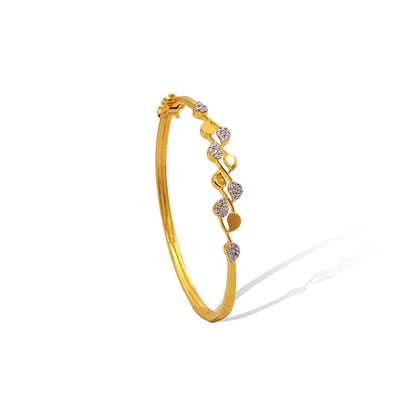 Floral Leaf 18kt Gold CZ Bangle