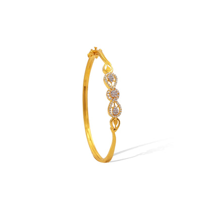 Triple Cluster 18kt Gold CZ Bangle