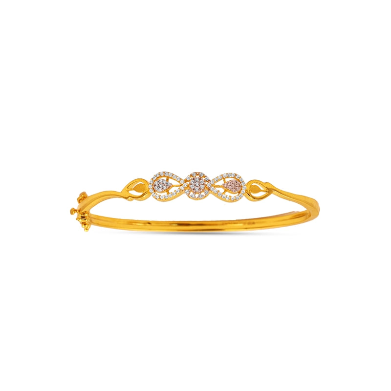 Triple Cluster 18kt Gold CZ Bangle