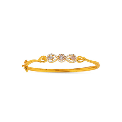 Triple Cluster 18kt Gold CZ Bangle