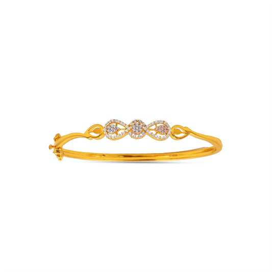 Triple Cluster 18kt Gold CZ Bangle