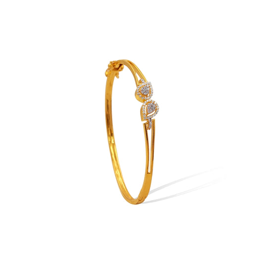 Twin Teardrop 18kt Gold CZ Bangle