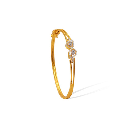 Twin Teardrop 18kt Gold CZ Bangle
