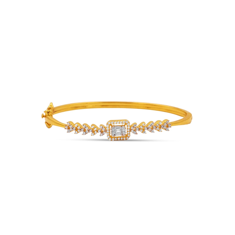 Regal Square Halo 18kt Gold CZ Bangle