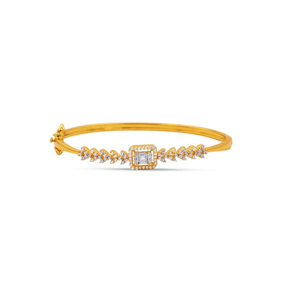 Regal Square Halo 18kt Gold CZ Bangle