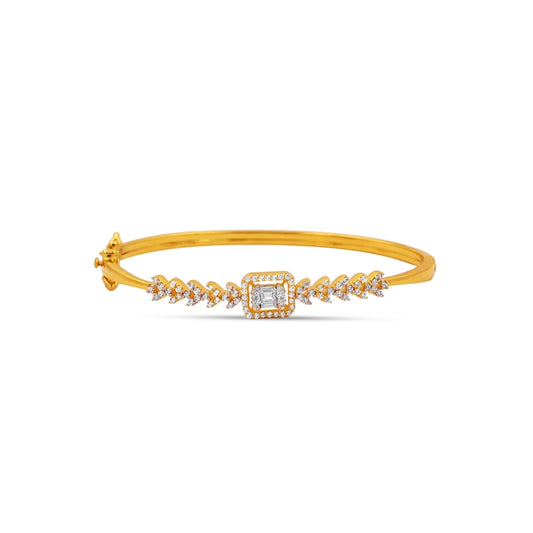 Regal Square Halo 18kt Gold CZ Bangle
