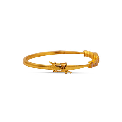 Regal Square Halo 18kt Gold CZ Bangle