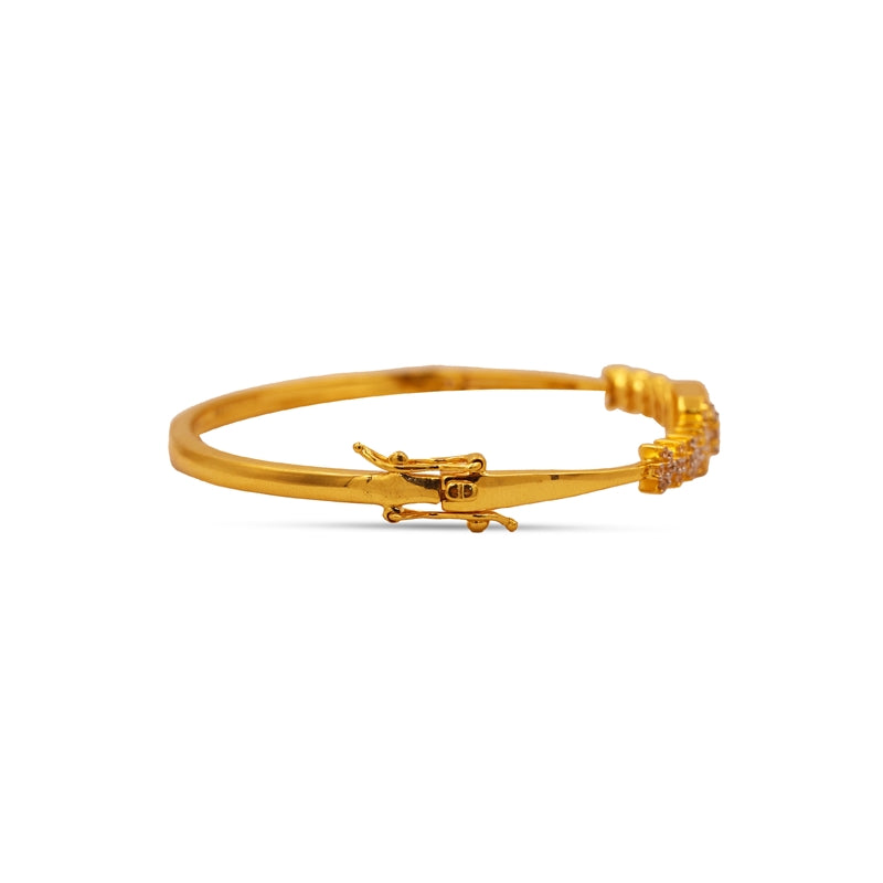 Regal Square Halo 18kt Gold CZ Bangle