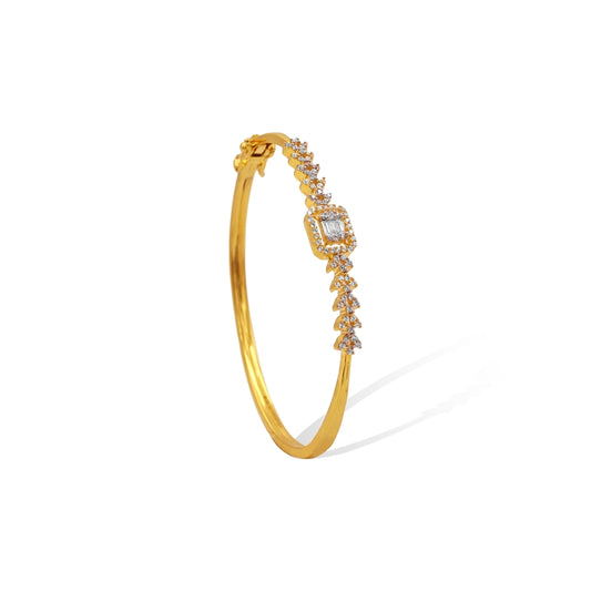 Regal Square Halo 18kt Gold CZ Bangle