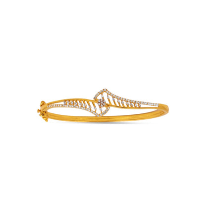 Contemporary Wave 18kt Gold CZ Bangle