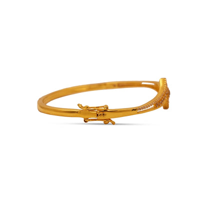 Contemporary Wave 18kt Gold CZ Bangle