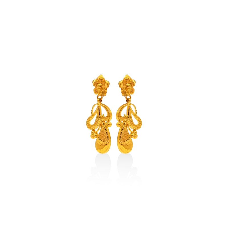 Golden Blossom Filigree Drop Earrings