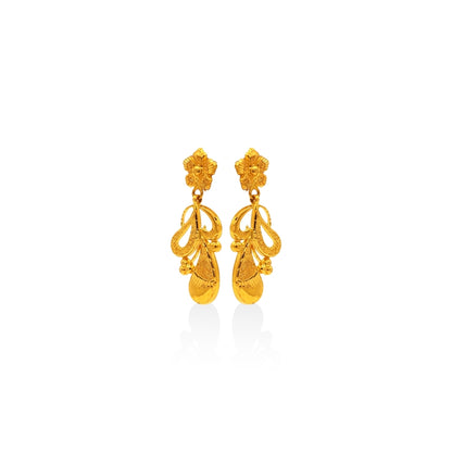 Golden Blossom Filigree Drop Earrings