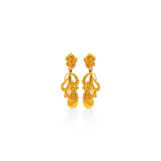 Golden Blossom Filigree Drop Earrings