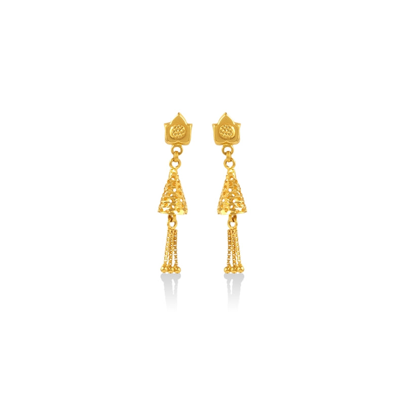 Golden Lattice Tassel Drops Earrings