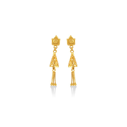 Golden Lattice Tassel Drops Earrings