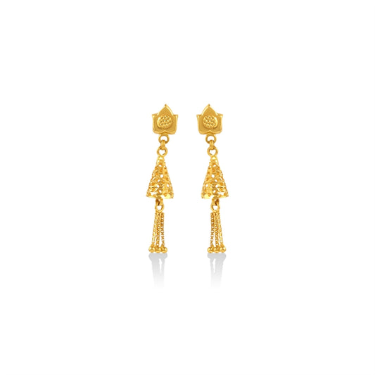 Golden Lattice Tassel Drops Earrings