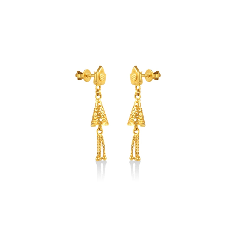 Golden Lattice Tassel Drops Earrings