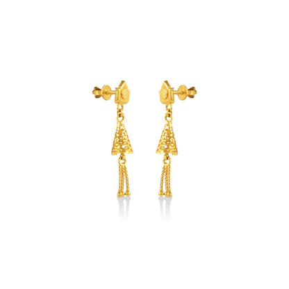 Golden Lattice Tassel Drops Earrings