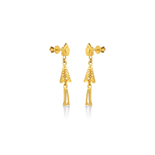 Golden Lattice Tassel Drops Earrings
