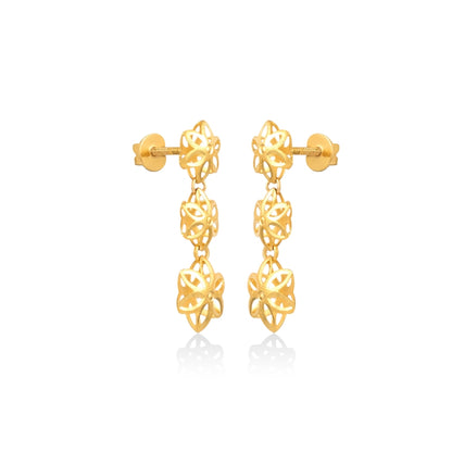 Golden Triple Bloom Drops Earrings