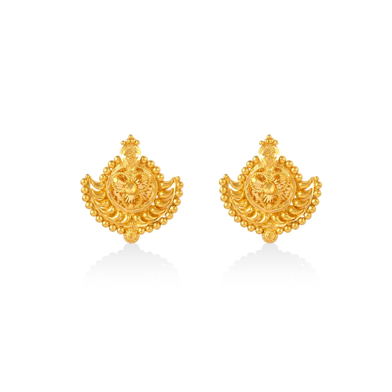 Golden Chand-Pattern Filigree Studs Earrings