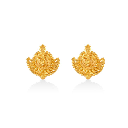 Golden Chand-Pattern Filigree Studs Earrings