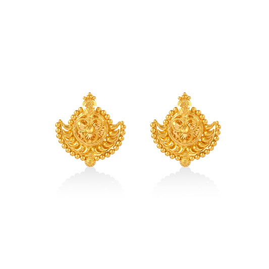 Golden Chand-Pattern Filigree Studs Earrings