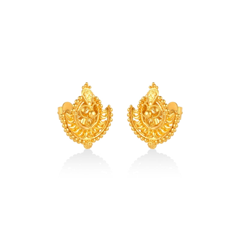 Golden Chand-Pattern Filigree Studs Earrings