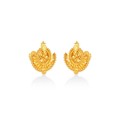 Golden Chand-Pattern Filigree Studs Earrings