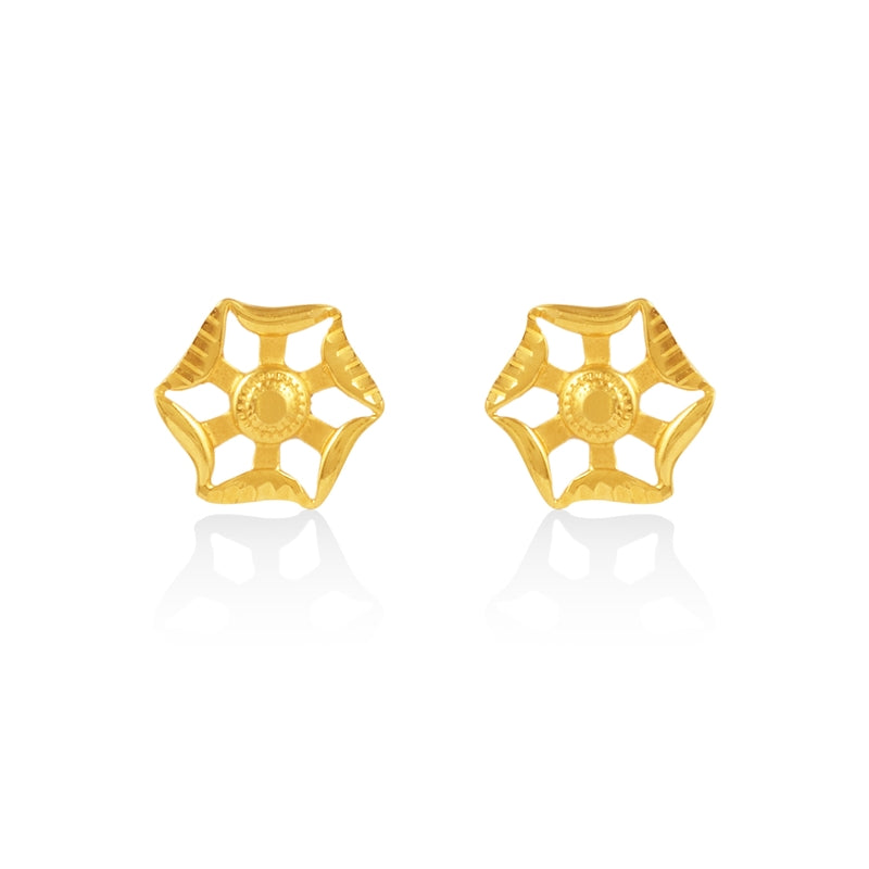 Hexa-Bloom 22K Gold Earring