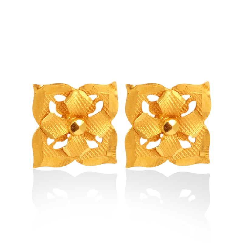 Charu Floral Tile Gold Earrings