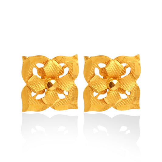 Charu Floral Tile Gold Earrings