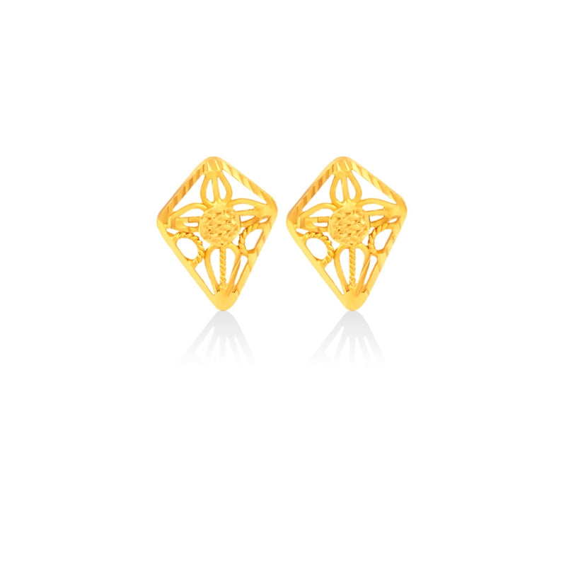 Saanjh Floral Mesh Gold Earrings