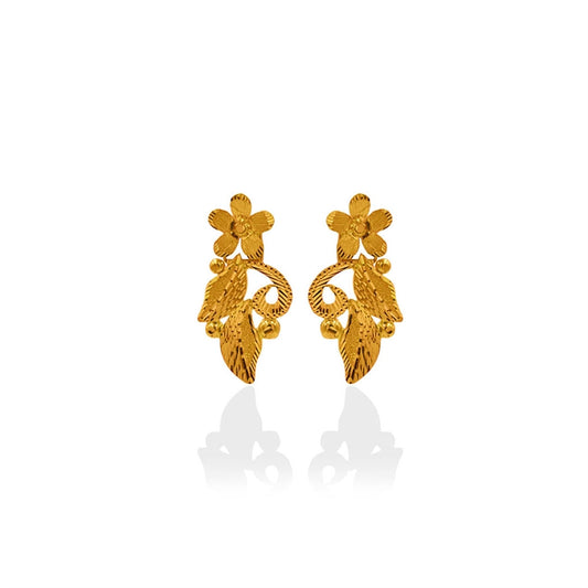Golden Flora Textured Dangle Earrings