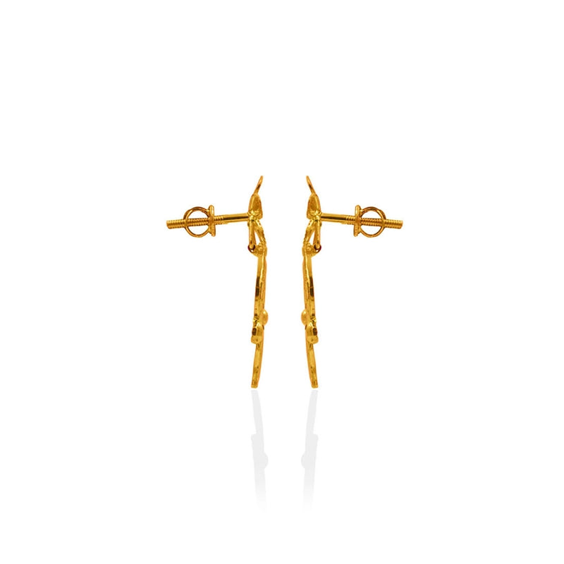 Golden Flora Textured Dangle Earrings