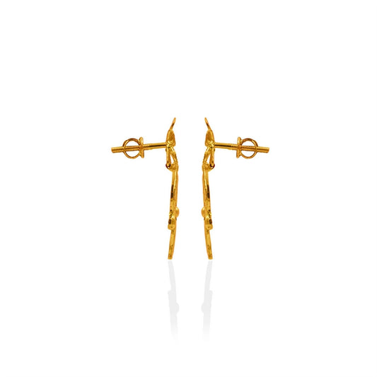 Golden Flora Textured Dangle Earrings