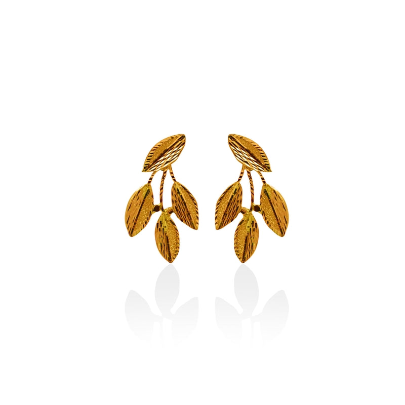 Textured Laurel Leaf Dangle Earrings