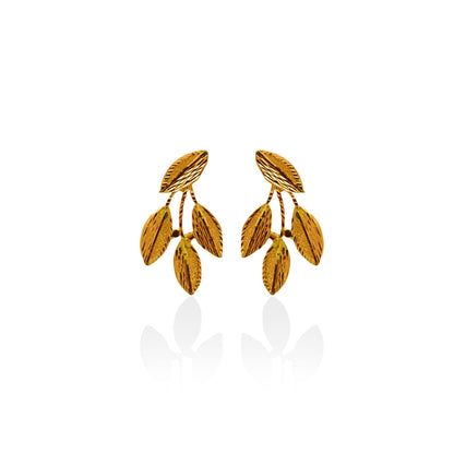Textured Laurel Leaf Dangle Earrings
