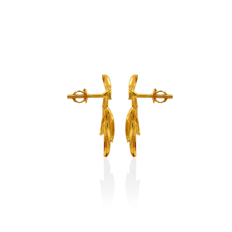 Textured Laurel Leaf Dangle Earrings