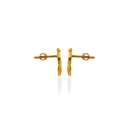 Golden Paisley Swirl Stud Earrings