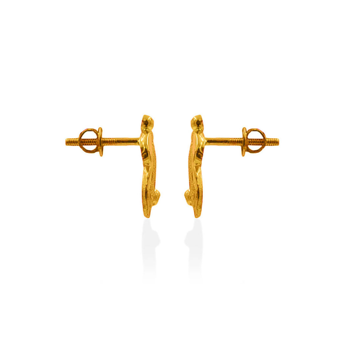 Golden Fern Leaf Stud Earrings